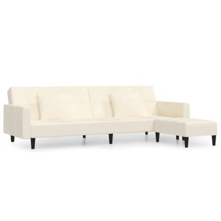 Vidaxl Bäddsoffa 2-sits Med Två Kuddar Och Fotpall Gräddvit Samm Creme