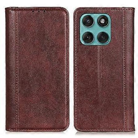 Motorola Edge 60 Fusion 5G -puhelinlaukku, jalustallinen, halkaistua nahkaa, litsirakenne, lompakkokotelo