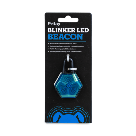 Pritax - Blinkende LED-fyr, 5x6,5 cm, blå - Hund - Halsbånd - ZOO.no