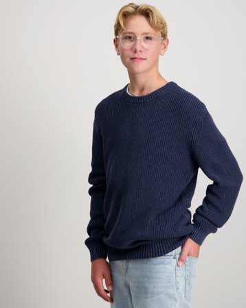 ONLY & SONS JUNIOR OSJROSU REG 7 WASH CREW KNIT KNT Blå Tröjor Kille - Kids Brand Store