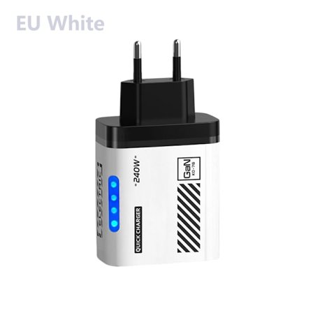 240W 5 Portars Telefonladdare 2 USB 3 Typ C Snabbladdning PD QC3.