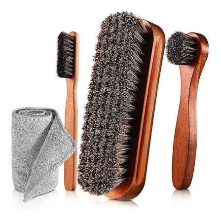 4 stk Hestehår Glans Skobørste Kit Polish Dauber Applikatorer Rengjøring Lærsko Støvler Pleie B