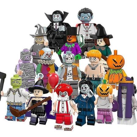 16 stk Halloween-serie Minifigurer Græskarfolk Zombier Vampyr Hexe Børns Puslespil Samling Byggeklodser Legetøj