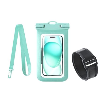 Vandtæt cylindrisk smartphoneetui med snor til 7,2-tommer telefoner