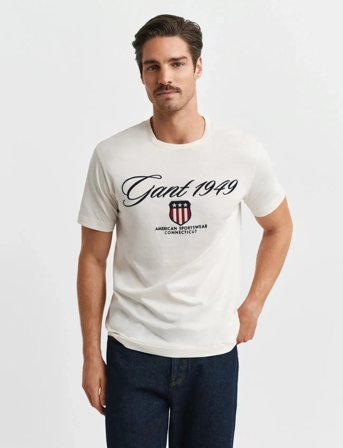 GANT Graphic Ss T-Shirt - Cream - XL