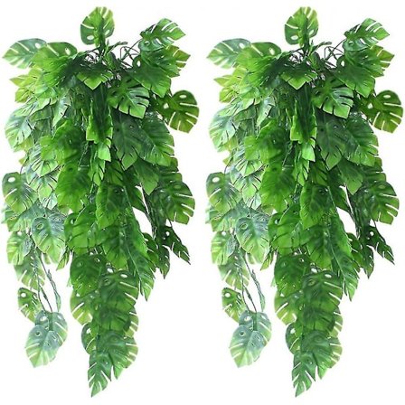 2 stk. Kunstige blade Kunstige vedbend blade Planter hængende vinstok Falske tropiske Monstera palmeblade Falske vedbend planter