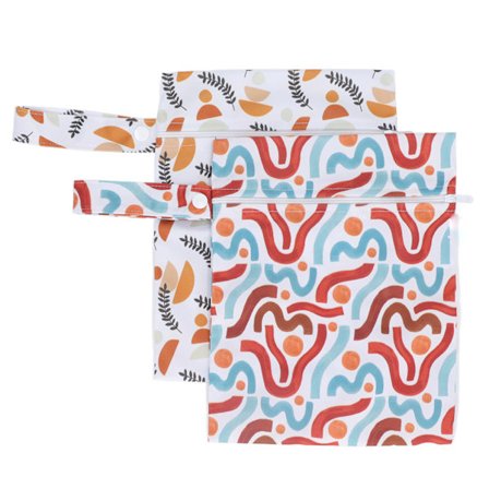 2 st Baby Tygblöja Våta Torra Väskor Vattentät Återanvändbar Dragkedja Yoga Gymväska 028