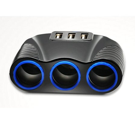 12-24V 3-vägs cigarettändaruttag Splitter USB r Power Adapter Repl Ment