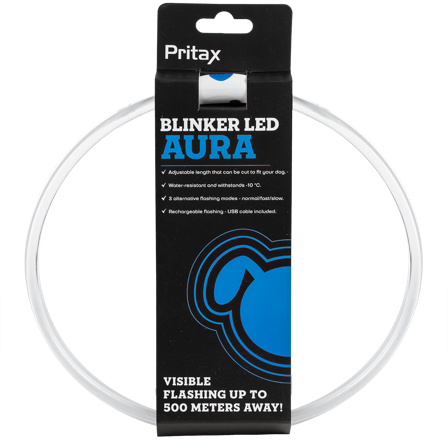 Pritax - Blinkende krage LED Aura, 8mm, 35-60cm, Blå - Hund - Halsbånd - ZOO.no