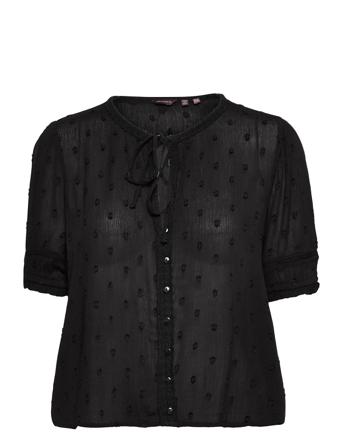 Vintage S/S Broderie Top Black Superdry