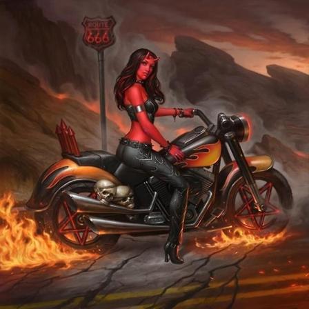 5d Fuld Bor Rund Diamant Dæmon Pige Og Flammen Motorcykel Mosaik Maleri Broderi Krydssting Kunst Væggen Diy Paste Hjem Dekoration Dekorationer Cr 