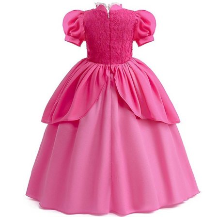 Prinsesse Peach Cosplay Kostume Børn Piger Prinsesse Kjole Kostume Børnekostumer Med Brosche Til Halloween Fødselsdagsfest Fancy Dress 5-6 År