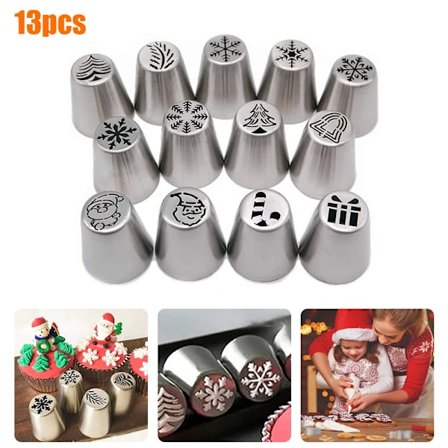 13 stk. Juleblomst Glasurtipper Sprøytetipper Kakedekorasjon Blomsterdyse Tipper Sett Bakeutstyr for Baking av Cupcakes