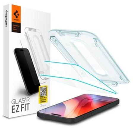 iPhone 16 Pro Spigen Glas.tR Ez Fit Skärmskydd - 9H - 2 St. Genomskinlig