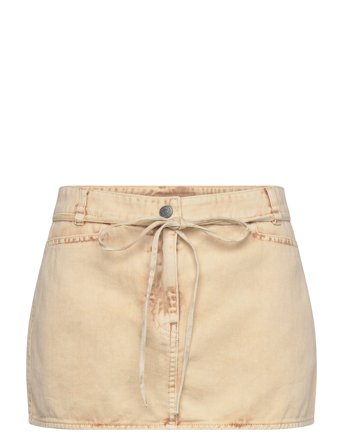 Monki Low Waisted Denim Mini Skirt - Beige - 48