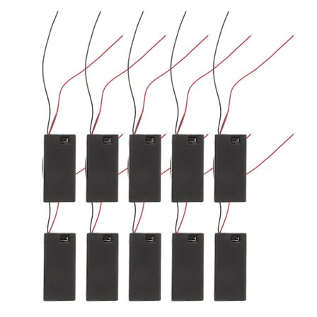 10 stk 9v 6f22 Batteriholder med bryter Batteriboksdeksel med skrue (svart)