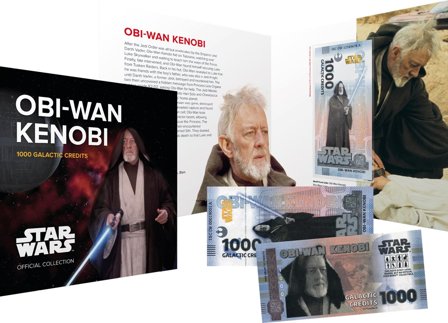 Star Wars - Obi-Wan Kenobi - Certificeret 1000 Galactic Credits souvenir pengeseddel i folder