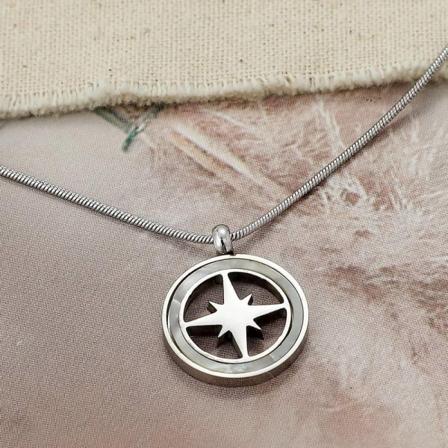 Personlig gåva förgyllt halsband kompass stjärna rostfritt stål Guld one size