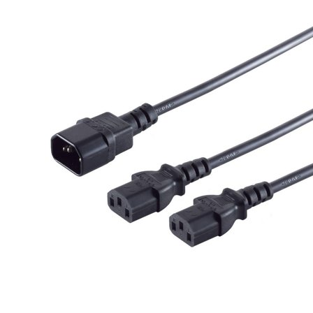 OEM Netzkabel 230V Kaltgeräte IEC-C13(Buchse) 2x/Kaltgeräte IEC-C14(Stecker), 1,8m, Y-Netzanschlusskabel
