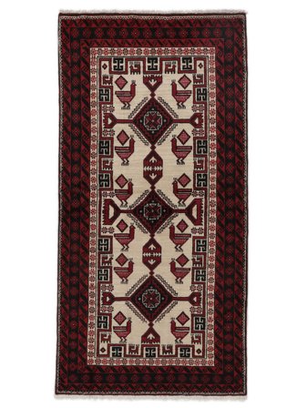 94X194 Tapis Baloutche D'orient Noir/Orange (Laine, Perse/Iran) Carpetvista