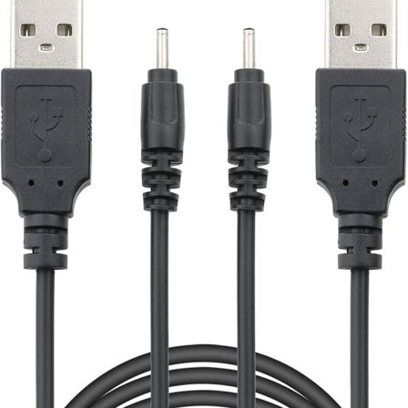 USB till DC 2,0 mm-kabel, öronsnäcka USB DC-laddningsadapter, USB 2,0 tvåpack