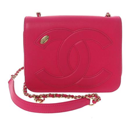 Chanel Vintage, Pre -owned CC Lambskin Leather Crossbody Bag Roze, Dames, Maat:ONE Size