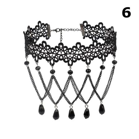 Gotiskt Halsband Svart Spetskrage Chocker 6