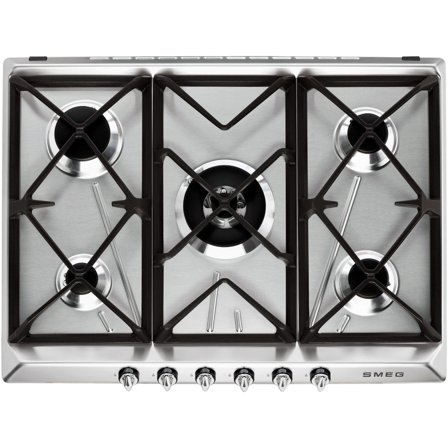 Smeg Gasskokeplate Victoria Design 68,5 cm, Rustfritt Stål