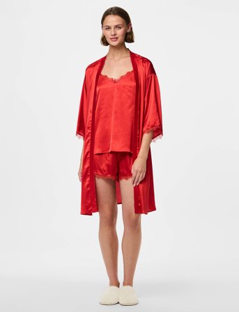 Pieces Pcanovi 3/4 Satin Night Kimono - Red - XS