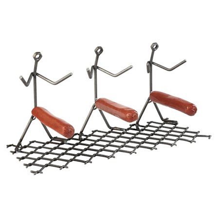 Pølse-Rister, Rustfrit Stål Tre-Mands Stick Figur Grill, Sjov Grill-BBQ Grill Gave til Far, Mænd -1stk (FMY)