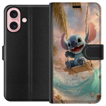 Kompatibelt Plånboksfodral till Apple Apple iPhone 16 Disney Stitch blå alien söt figur samlarobjekt