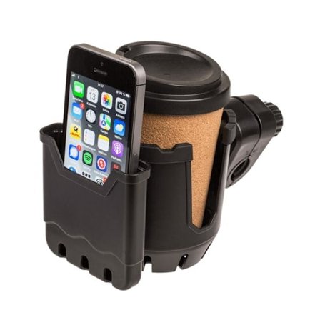 Kopholder / Mobilholder til Barnevogn - Fastgøres på vognen Sort