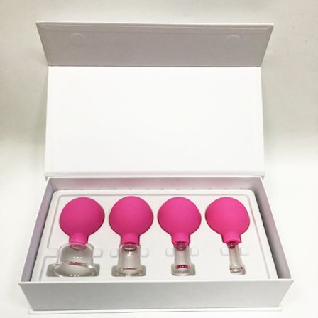4 Deler Glass Cupping Sett Glass Silikon Cupping Kopper Massasje Vakuum Suge Cupping Kopper for Kropp Ansikt Ben Arm Rygg Skulder Muskel- og 