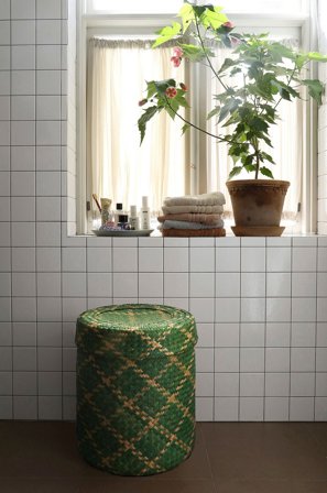 Mimou - Bliss Check Kurv med lokk L - Grønn - Kurver - Fra Homeroom