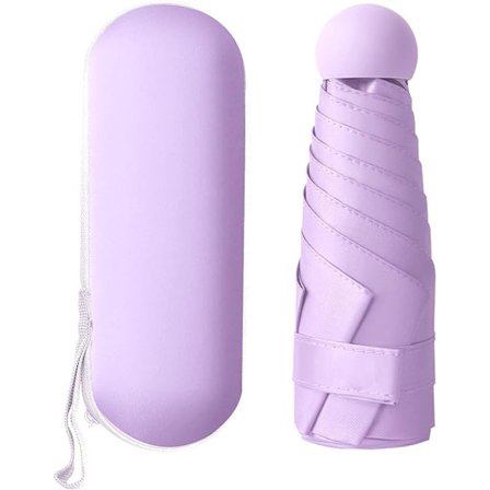 Konjac Lila Hopfällbart Paraply, 6 Ribbor Solparaply Vindtätt & U