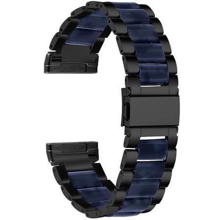 Fitbit Sense / Versa 3 klockarmband i rostfritt stål med harts - Svart / Svart