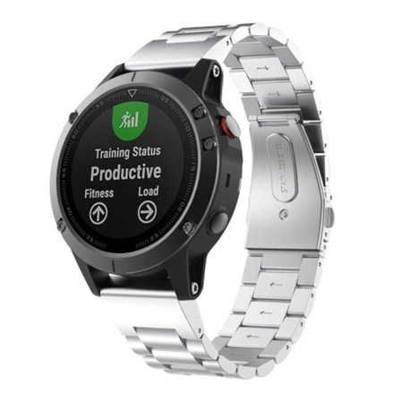 För Garmin Fenix ​​5X 3-pärlor i rostfritt stål watch