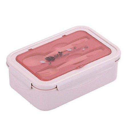 Student Mikrobølgeovn Opvarmning Bento Box Opdelt Gitter Sæt