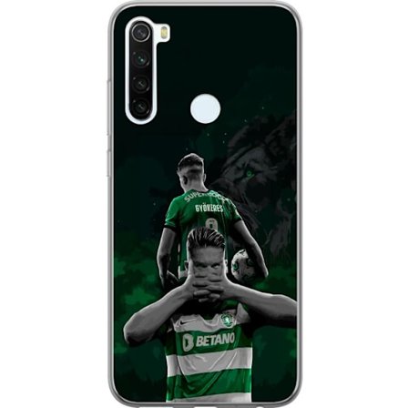 Yhteensopiva Puhelinkuori Xiaomi Redmi Note 8 Neonmotiivi, jossa teksti "Gaming is in my DNA" sinisenä ja punaisena tiiliseinällä, jossa loistava DNA-