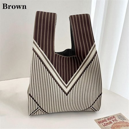 Stickad Handväska Handväska BRUN