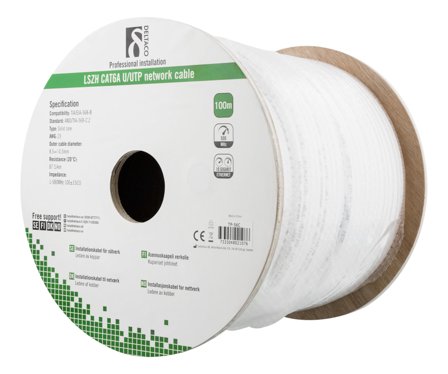 Deltaco Cat6a patchkabel - 100m - hvit