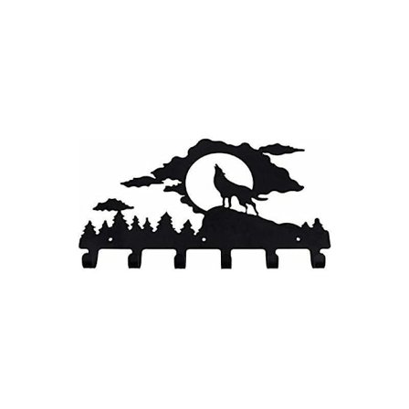 Seinätelineen naulakko, musta seinätelineen naulakko, seinätelineen metalliavainripustin, teräksinen ovien järjestäjä, avainten ripustin (susi)