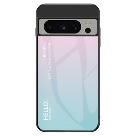SKALO Google Pixel 8 Pro Gradient Härdat Glas TPU-skal - Rosa