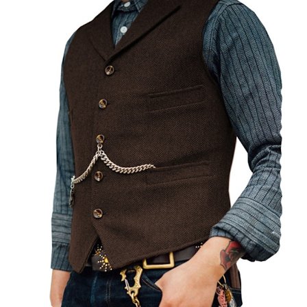 Herrevest Veste Tweed Retro V-hals Uld Hørben til Galla