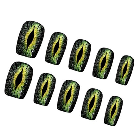 30 st Korta Fyrkantiga Lösnaglar med Glittrande Djävulsöga-mönster för Evenemang