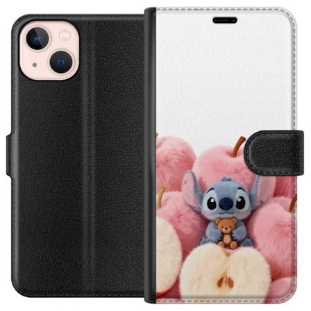 Yhteensopiva Lompakkokotelo Apple Apple iPhone 13 mini Värikäs kollaasi futuristisilla tyttöryhmän hahmoilla, sydämillä ja glitterillä nykyaika