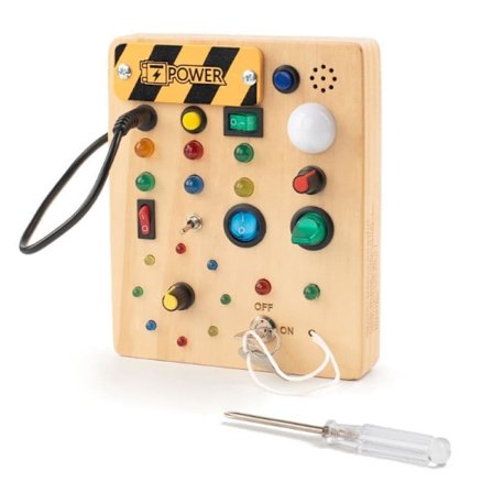 Montessori Busy Board Træ – Sensorisk Aktivitetslegetøj med LED-lys til Småbørn & Rejser