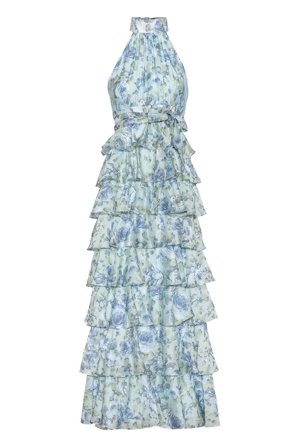 Angel Maxi Dress halterneck Midnight Bloom L