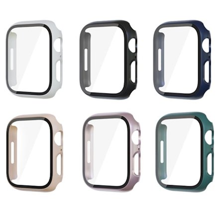 6-paknings etuier for Apple Watch Series SE/6/5/4 44mm med skjermbeskytter 6-pakning 7 44mm 6-pakning 7