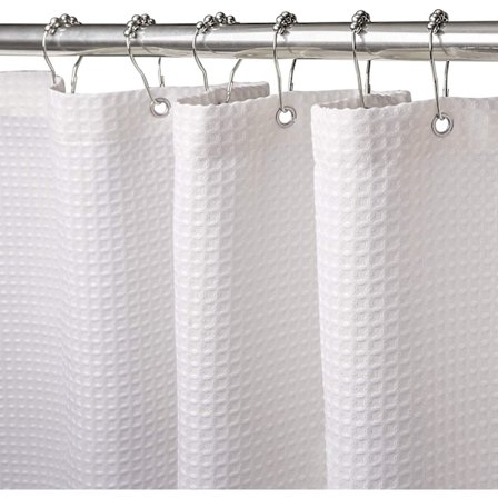 180x180CM Vaffel Dusjforheng med Metallringer Dusjforheng